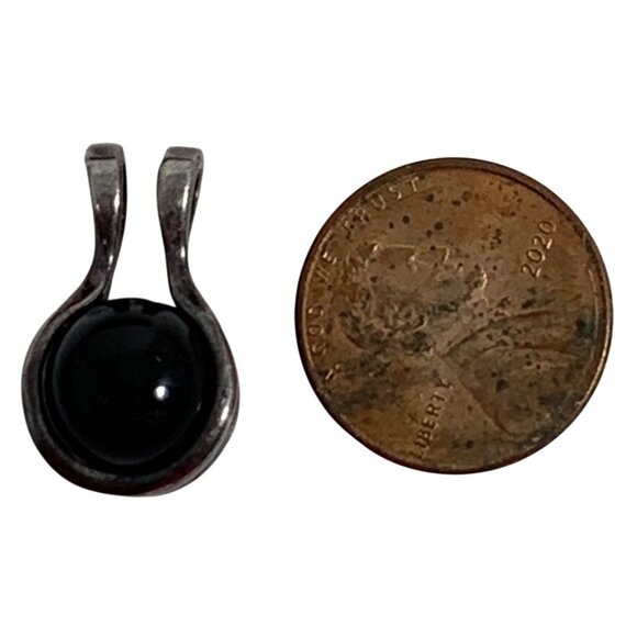 Designer Signed LJ Sterling Silver 925 Pendant ONLY w/ Black Spinning Onyx - Picture 7 of 7